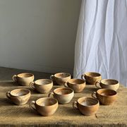 11 tasses à café vintage en grès mat brut