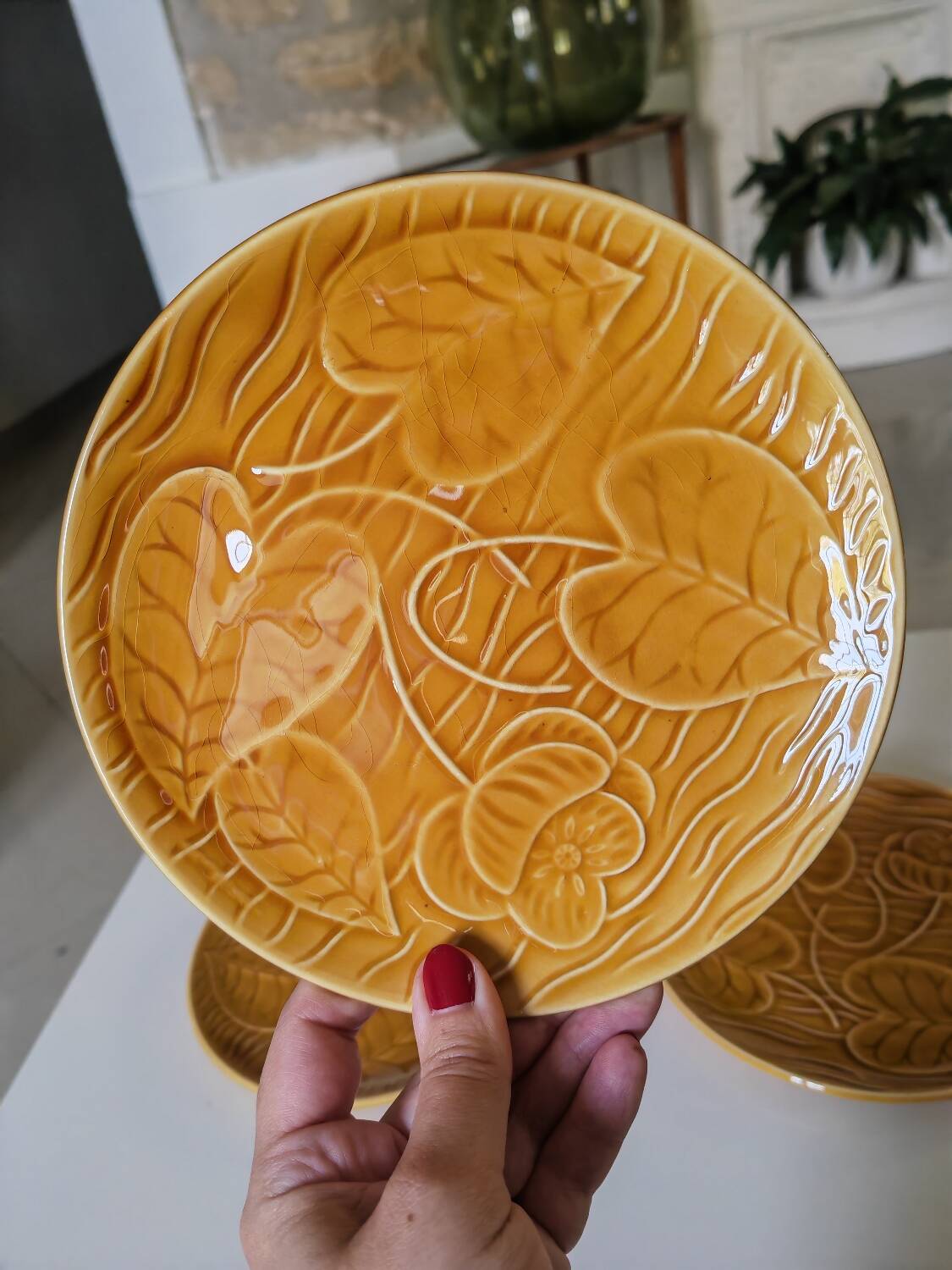 7 Sarreguemines water lily plates
