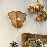 Pair of vintage rattan sconces