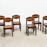 Set of six brutalist french dining chairs.