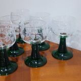 Very Nice Set of 6 Decorated Wine Glasses with Alsace Grape Clusters Roemer