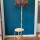 Lampadaire liseuse vintage en rotin