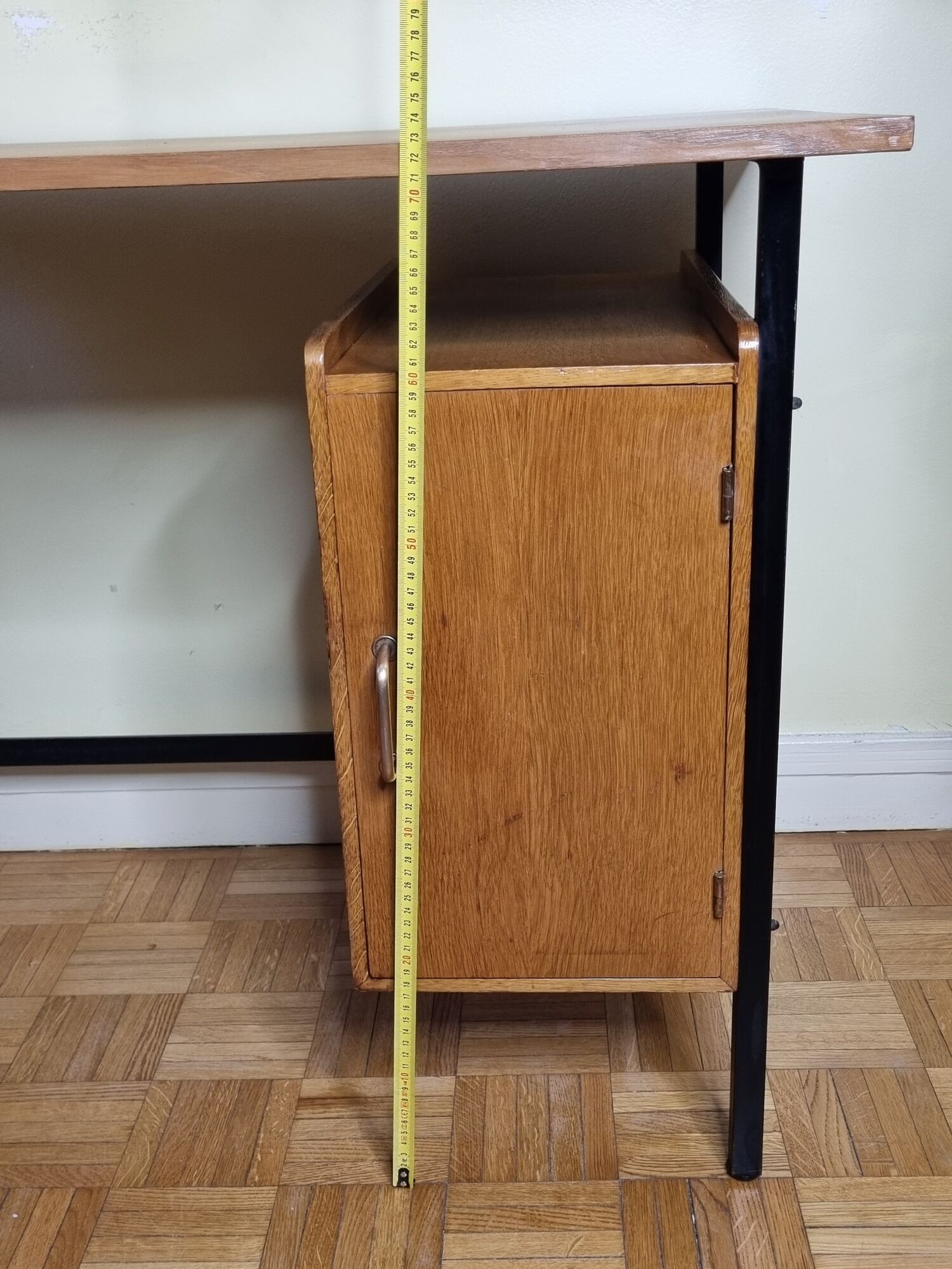 Vintage desk in metal and wood, 50s-60s