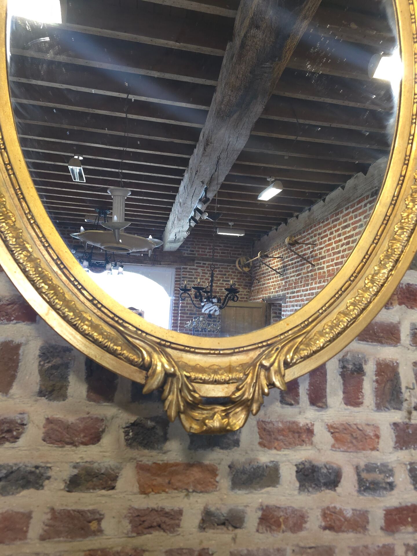 Oval mirror in Louis XV style, large model.