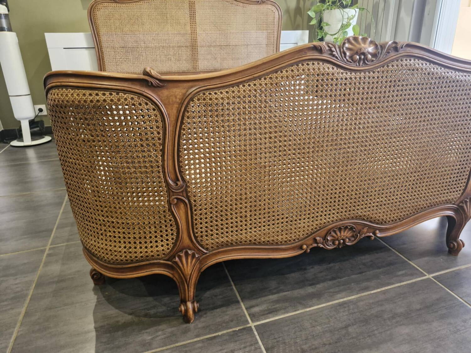 Louis XV style cane basket bed