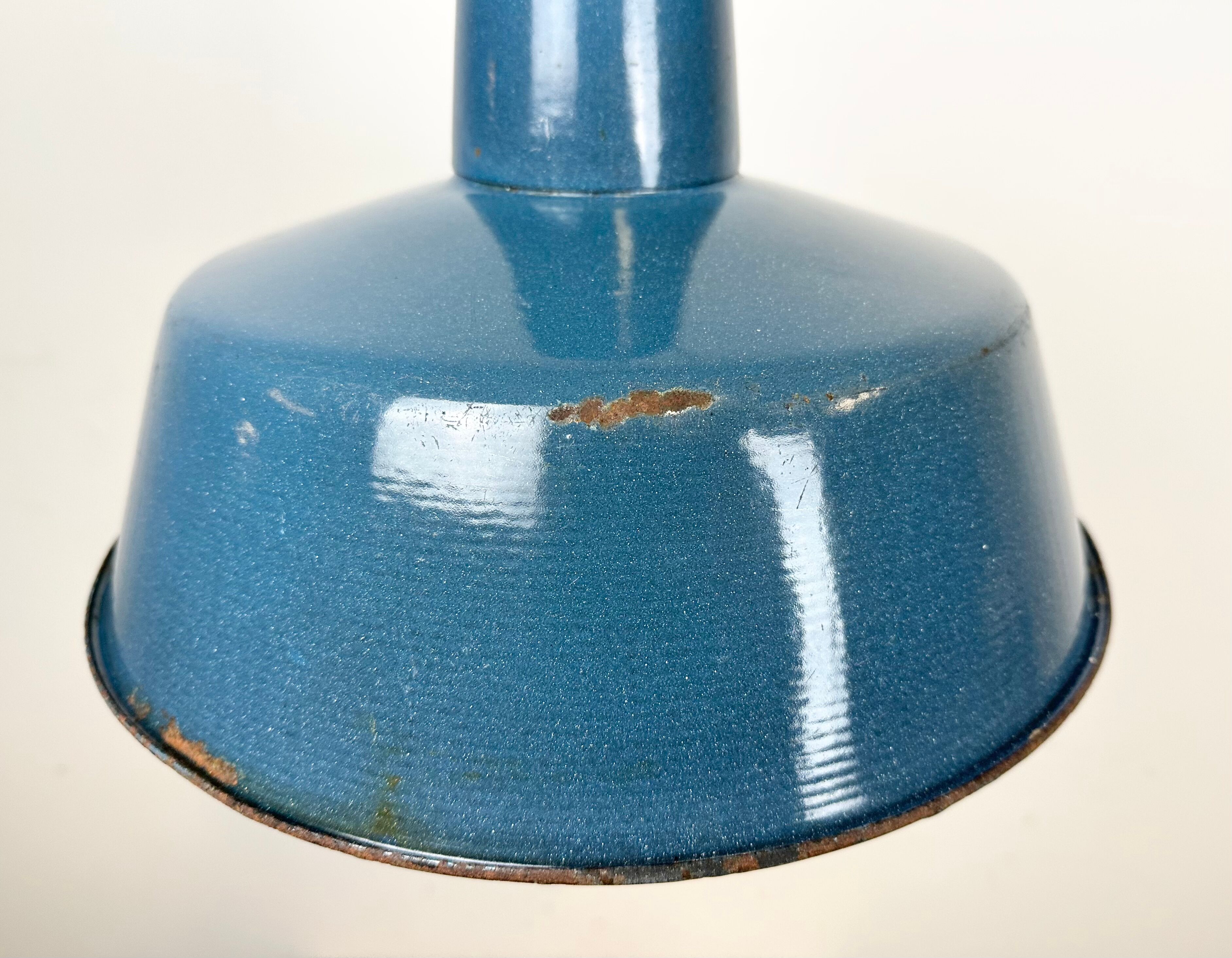 Industrial Blue Enamel Factory Pendant Lamp, 1960s