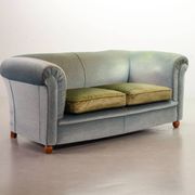 Chesterfield Duotone 2-Seat Sofa in Frosted Blue & Green Velvet 1950s