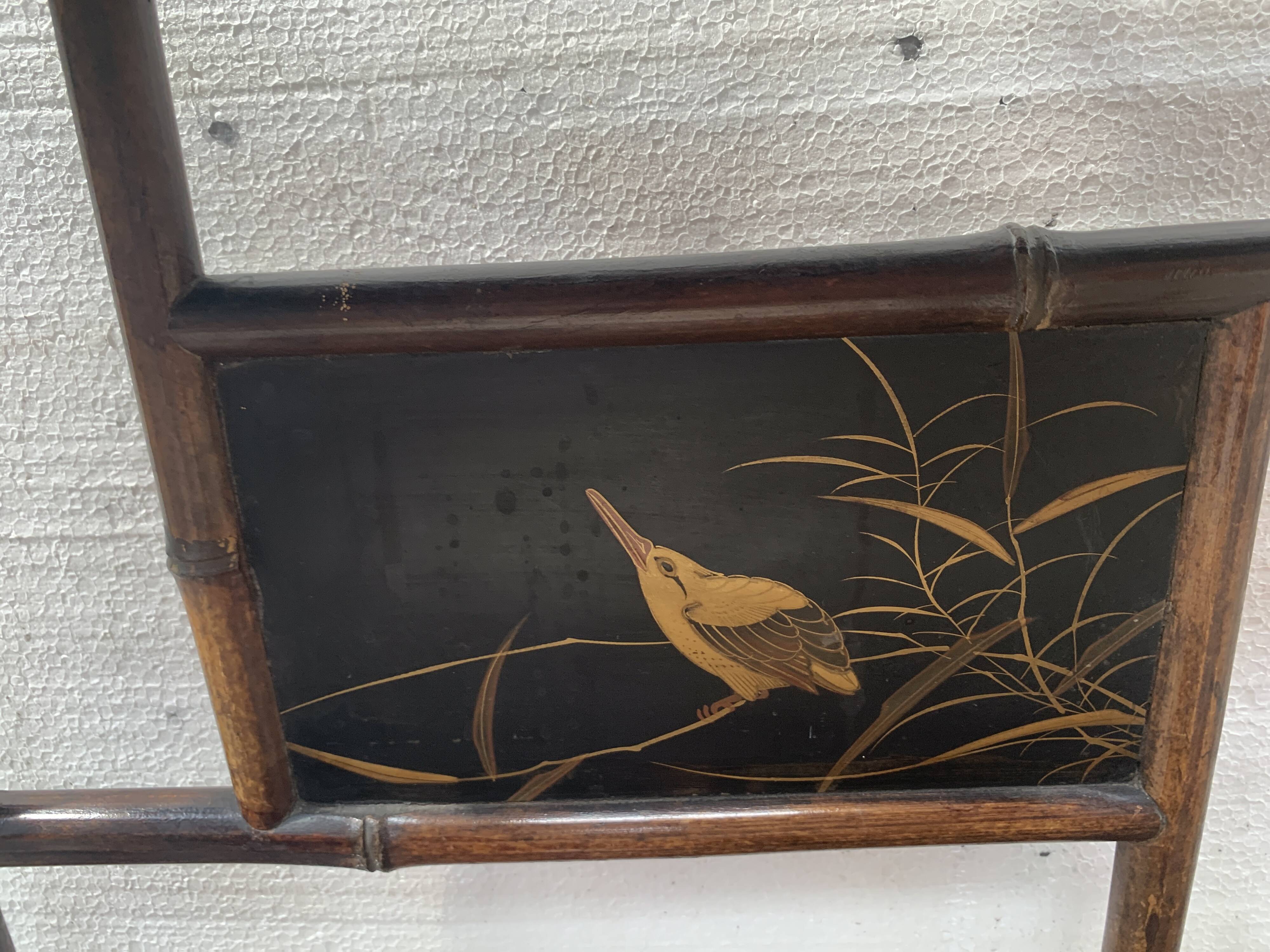 Bamboo shelf with four shelves with Asian decor, 20th century