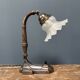 Lampe de table art nouveau antique avec abat-jour en verre dépoli