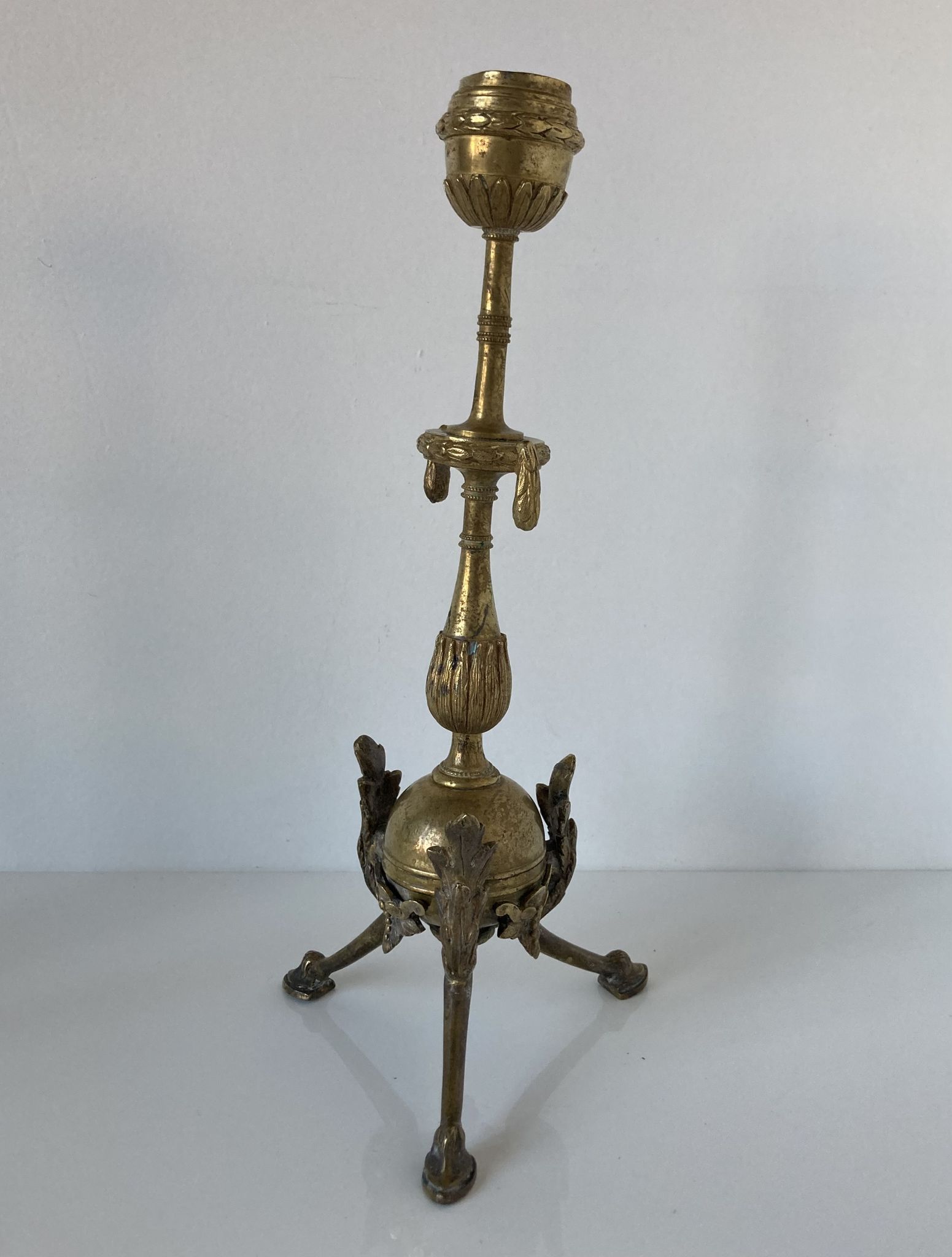 Pair of neoclassical style candlesticks in gilded bronze in the taste of Barbedienne