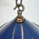 Industrial British Blue Enamel Factory Pendant Lamp, 1950s