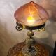 Lampe Art Nouveau autrichienne en bronze avec abat-jour en verre d'art de style Loetz