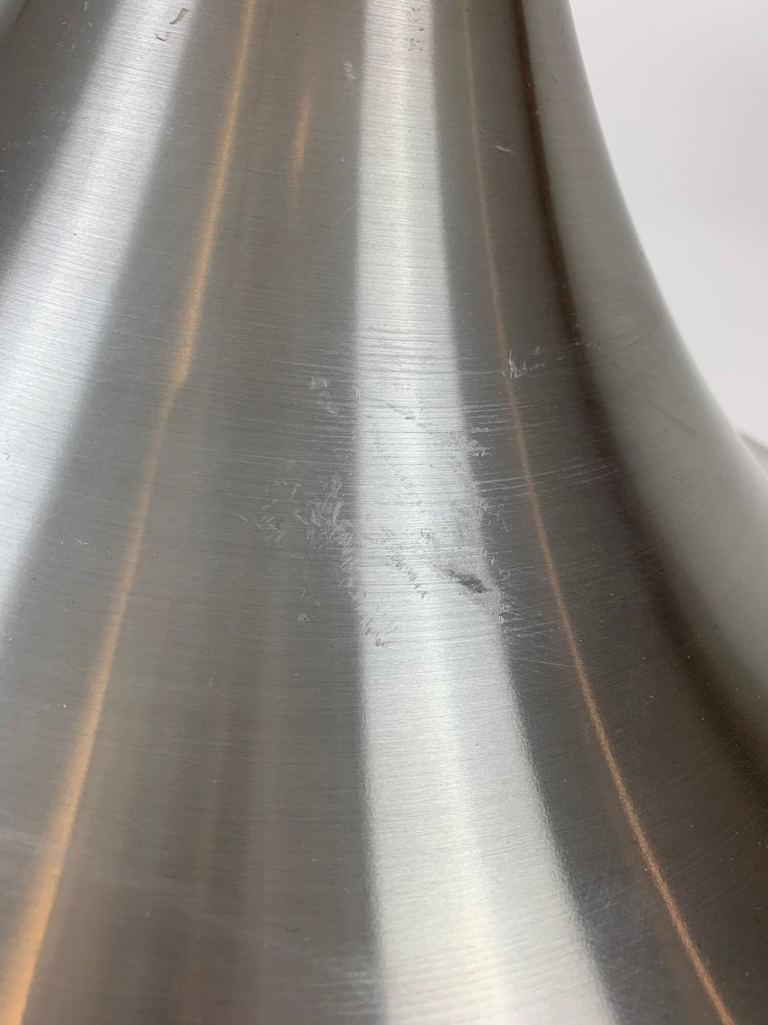 Scandinavian space age pendant lamp by Bent Nordsted for Lyskaer brushed steel 70s