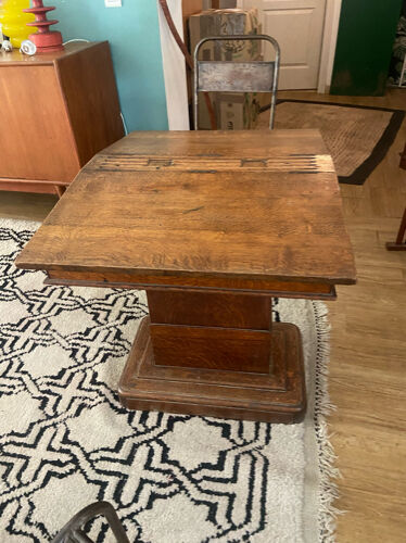 Double art deco oak desk