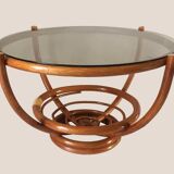 Rattan and smoked glass coffee table 1970