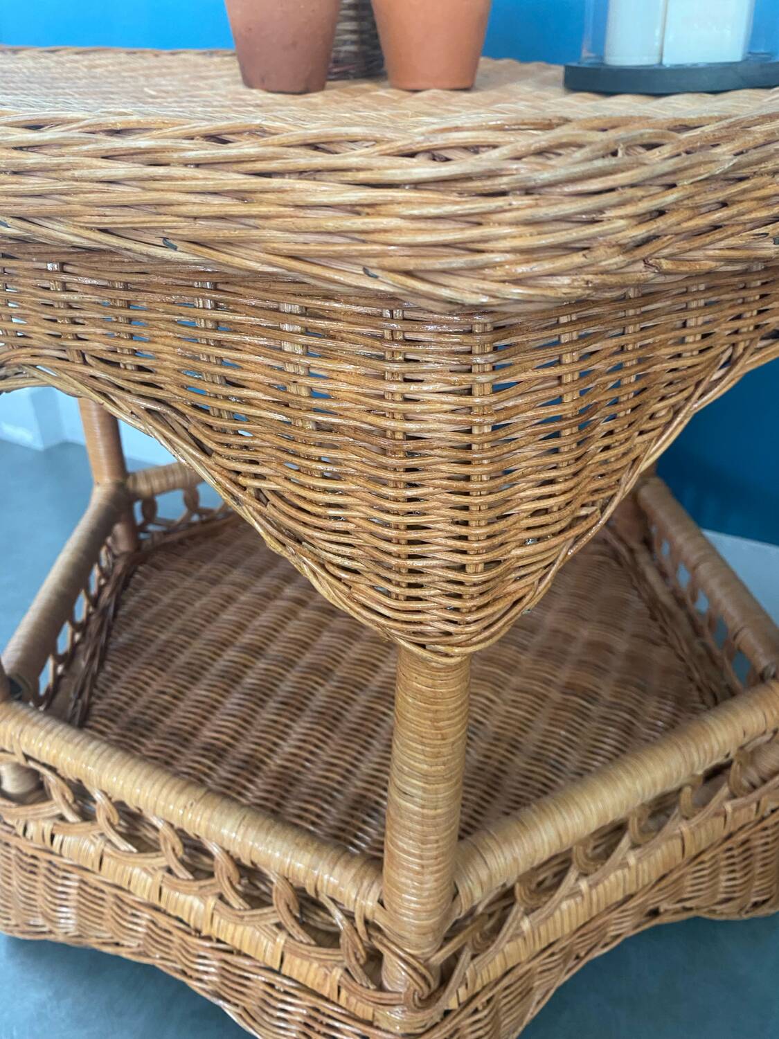 Rattan side table