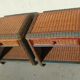 Pair of nightstands in braided rattan, colorized
