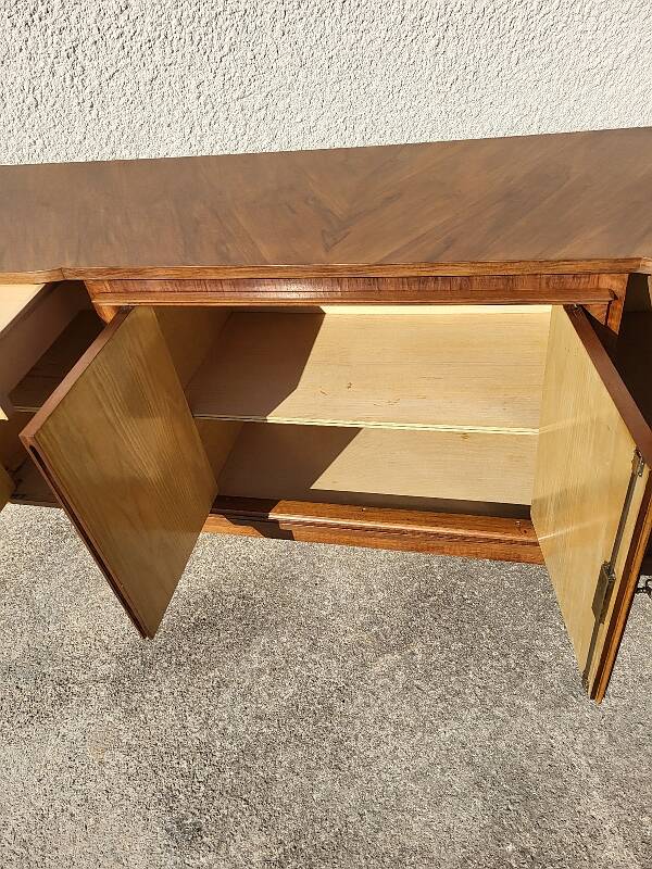 Art deco marquetry 4-door sideboard in walnut from the 1950s