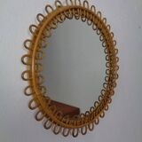 Small filigree Italian bamboo mirror, 1950s