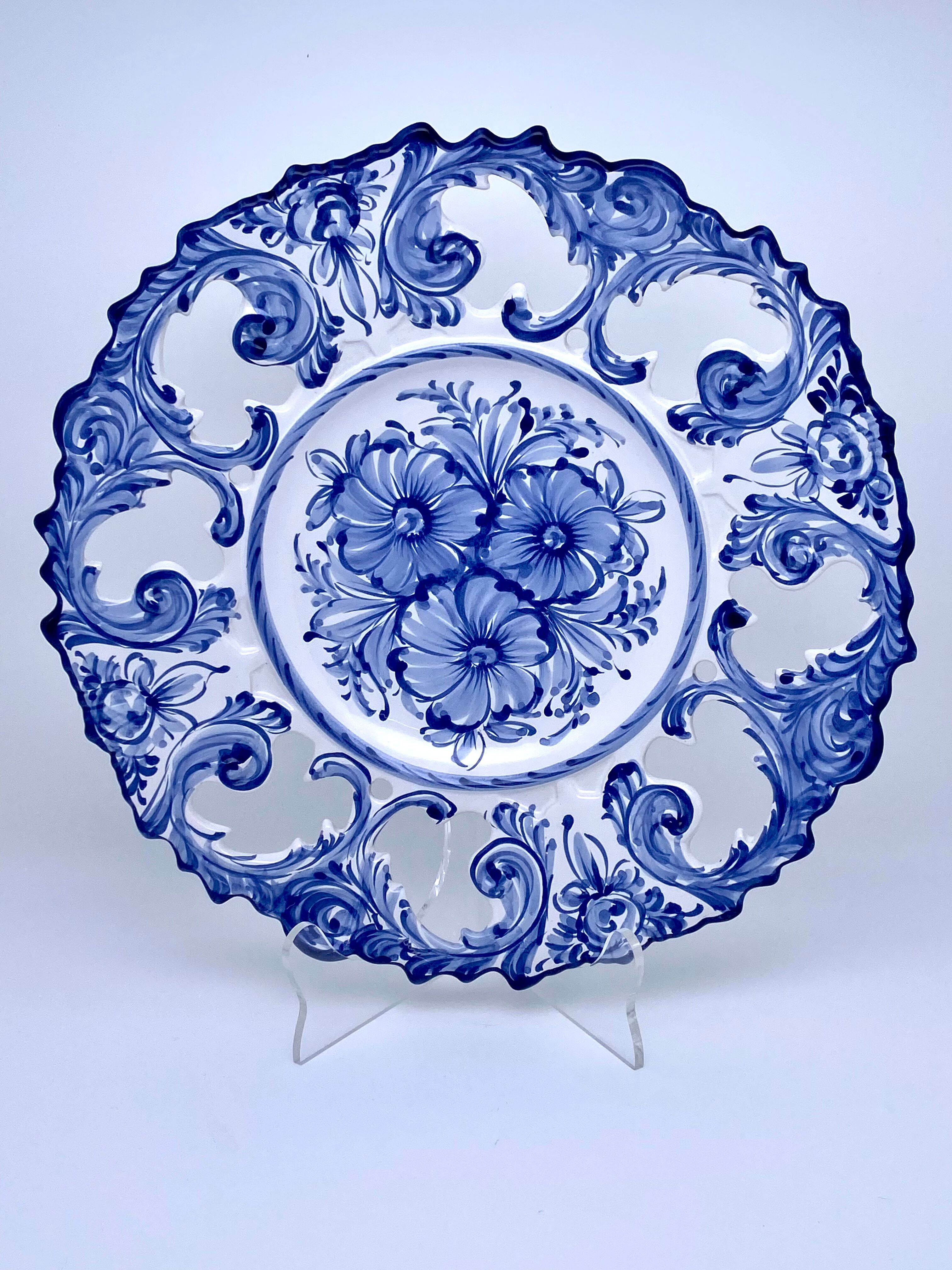 Decorative plate Portuguese ceramic blue and white