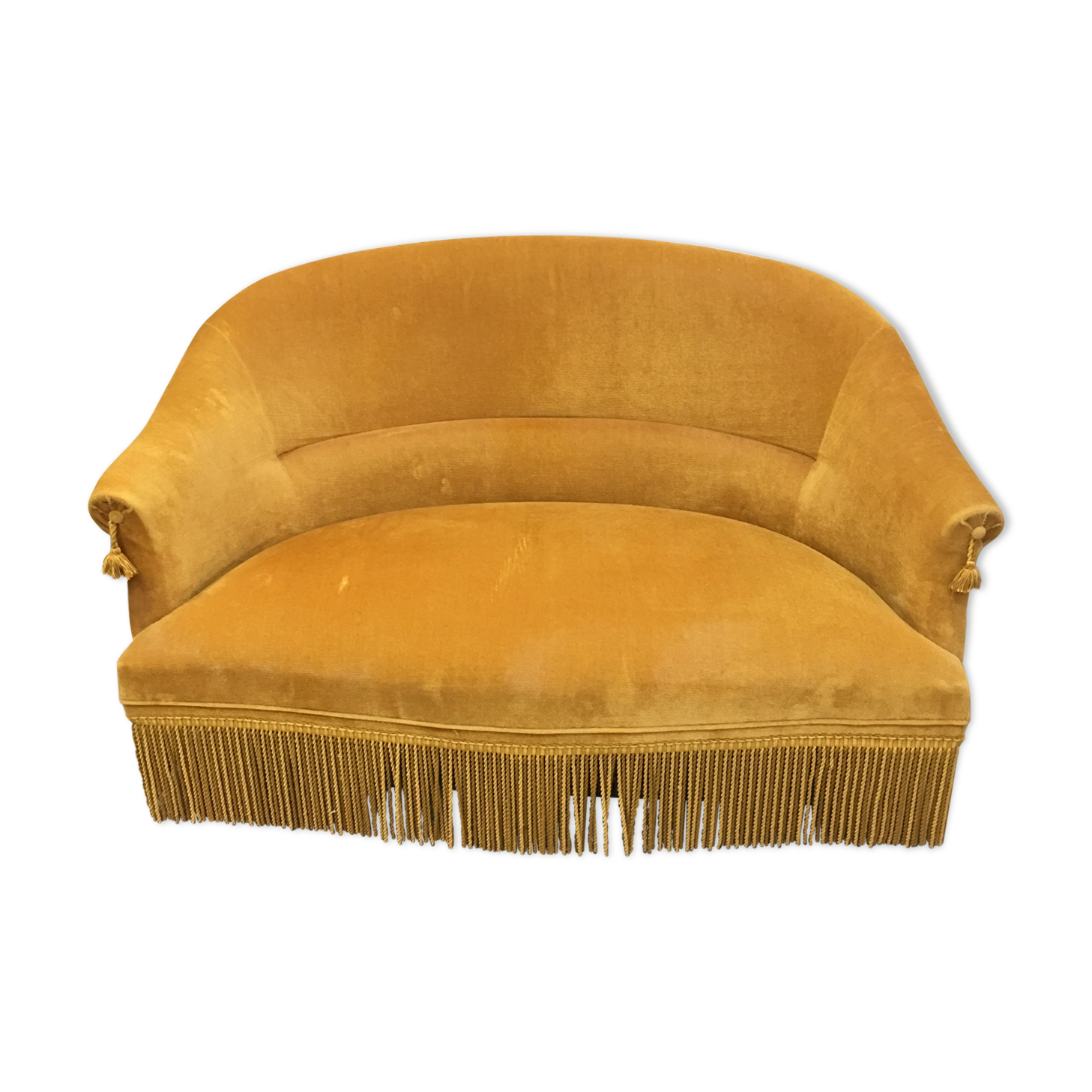 Velvet fringed sofa