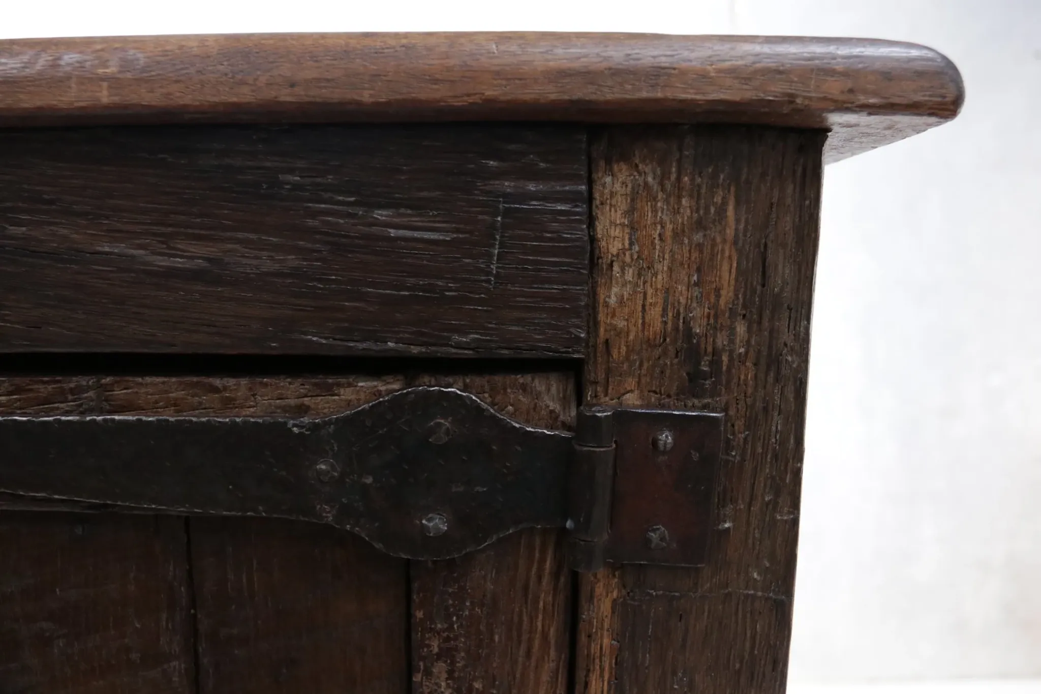 18th-century German primitive cabinet on sledge feet with forged hardware