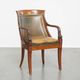 Leather and wooden Empire style side/desk chair from the early 20th century