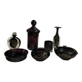 Lot de 7 pièces en verre soufflé signées Michèle Luzoro