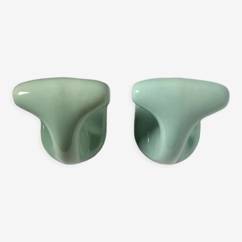 Pastel green porcelain hooks