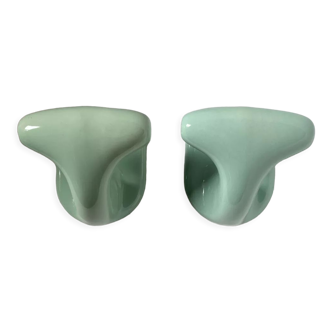 Pastel green porcelain hooks