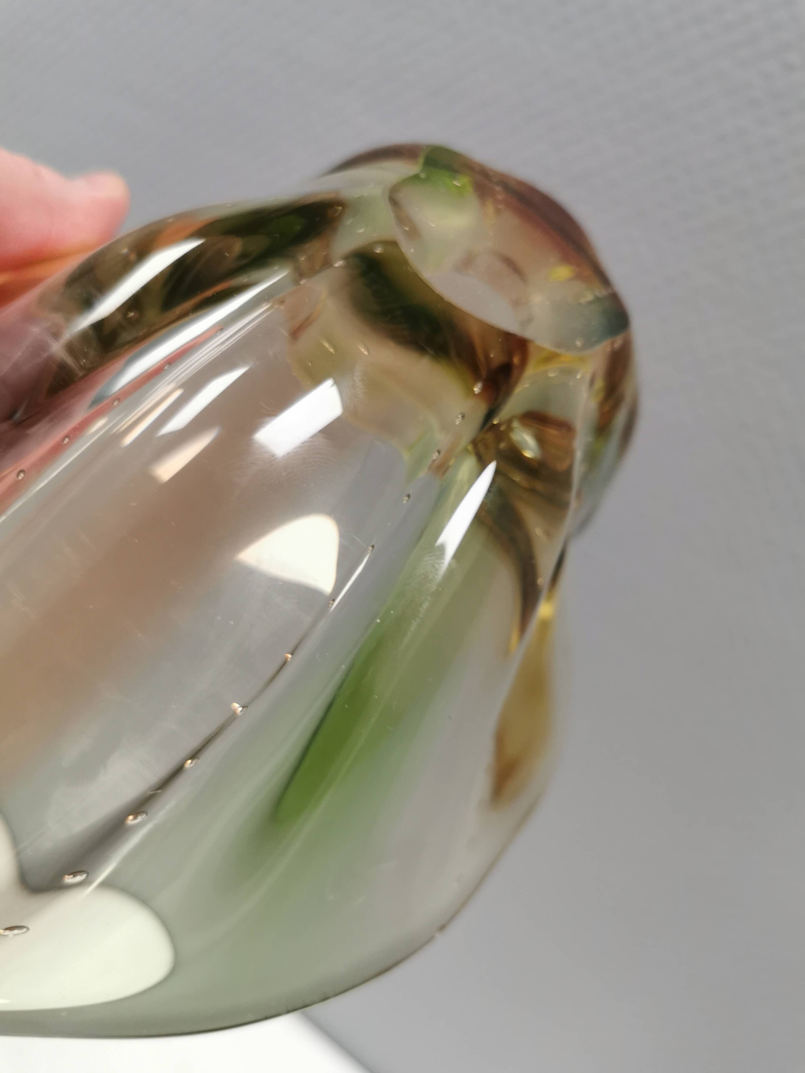 Bohemian/czech glass art bowl by hana machovska pizzicato collection 50-60s