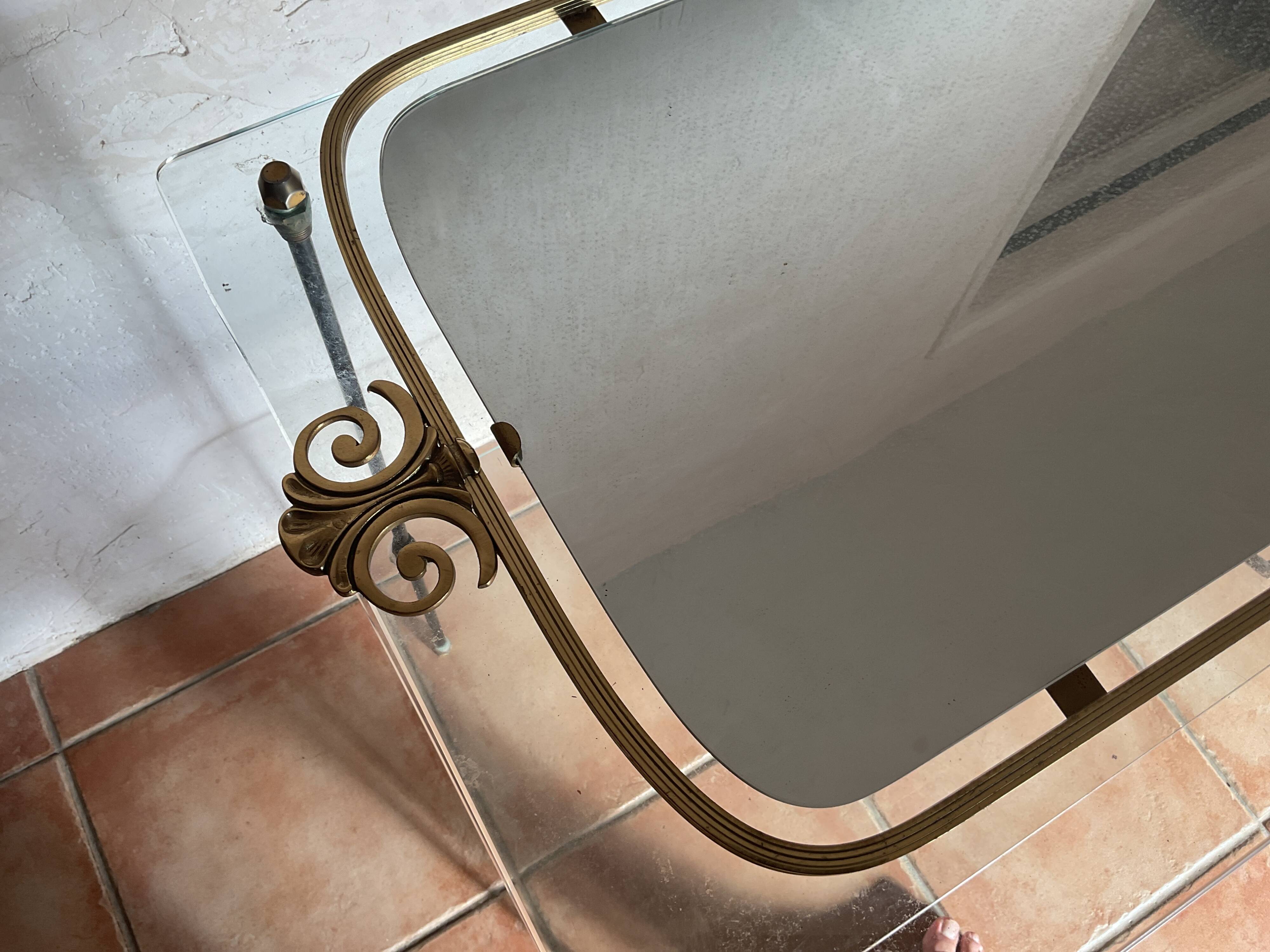 Regency vintage mirror in gilded brass, Space Age.