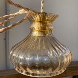 Pair of amber glass walkmen to hang in suspension