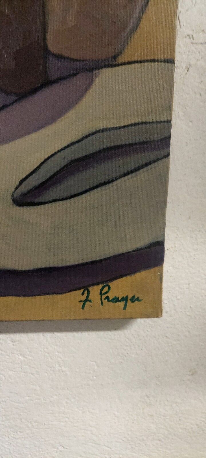 Oil painting on canvas "Still Life with Plate" Franco Prayer (1924) 60x50 cm