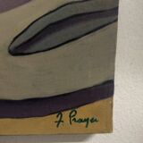 Oil painting on canvas "Still Life with Plate" Franco Prayer (1924) 60x50 cm