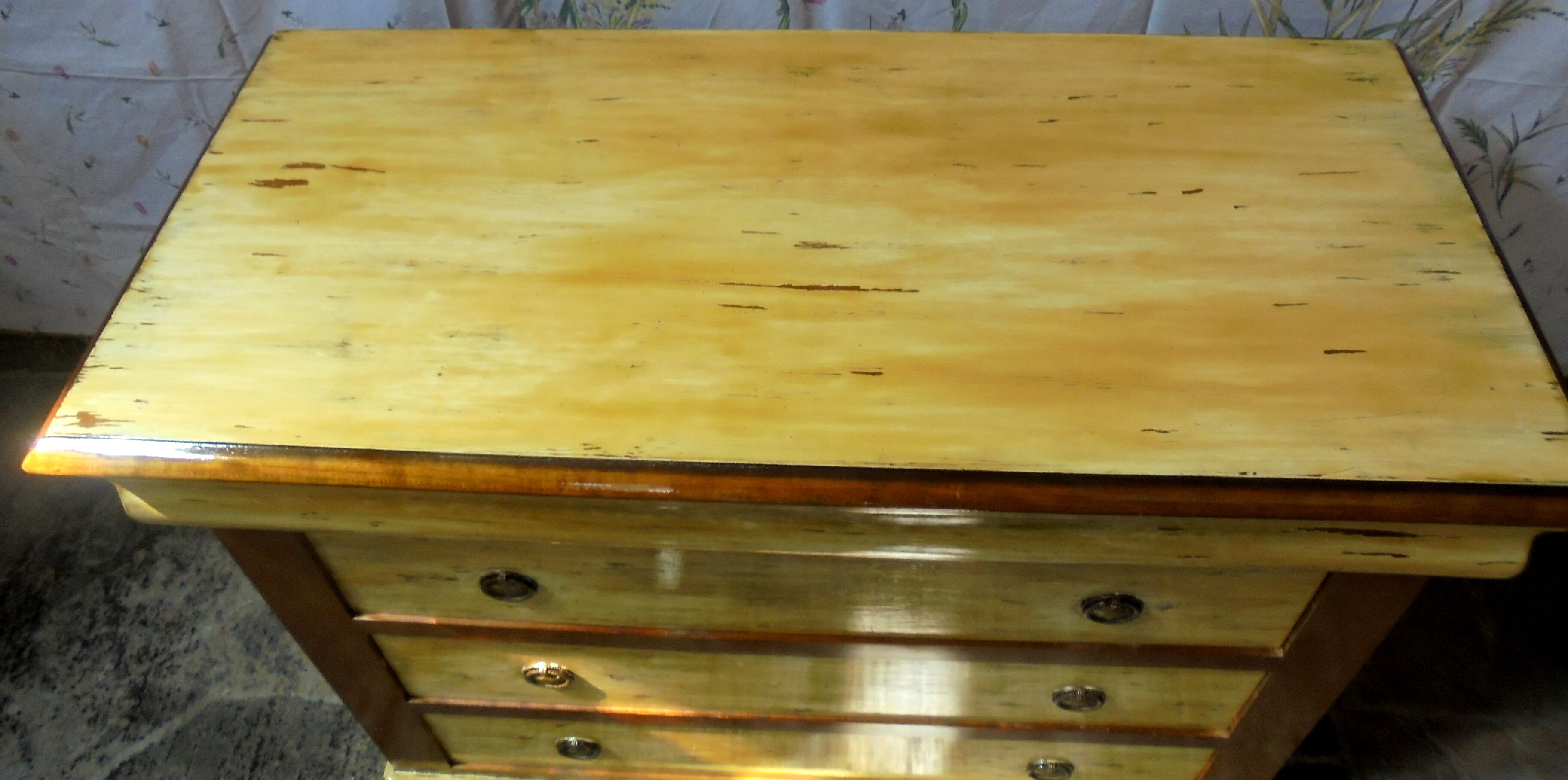 Wood and paint chest of drawers