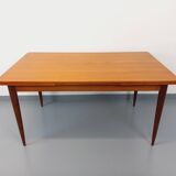 Vintage Scandinavian style rectangular dining table from the 50s 60s in teak with extensions