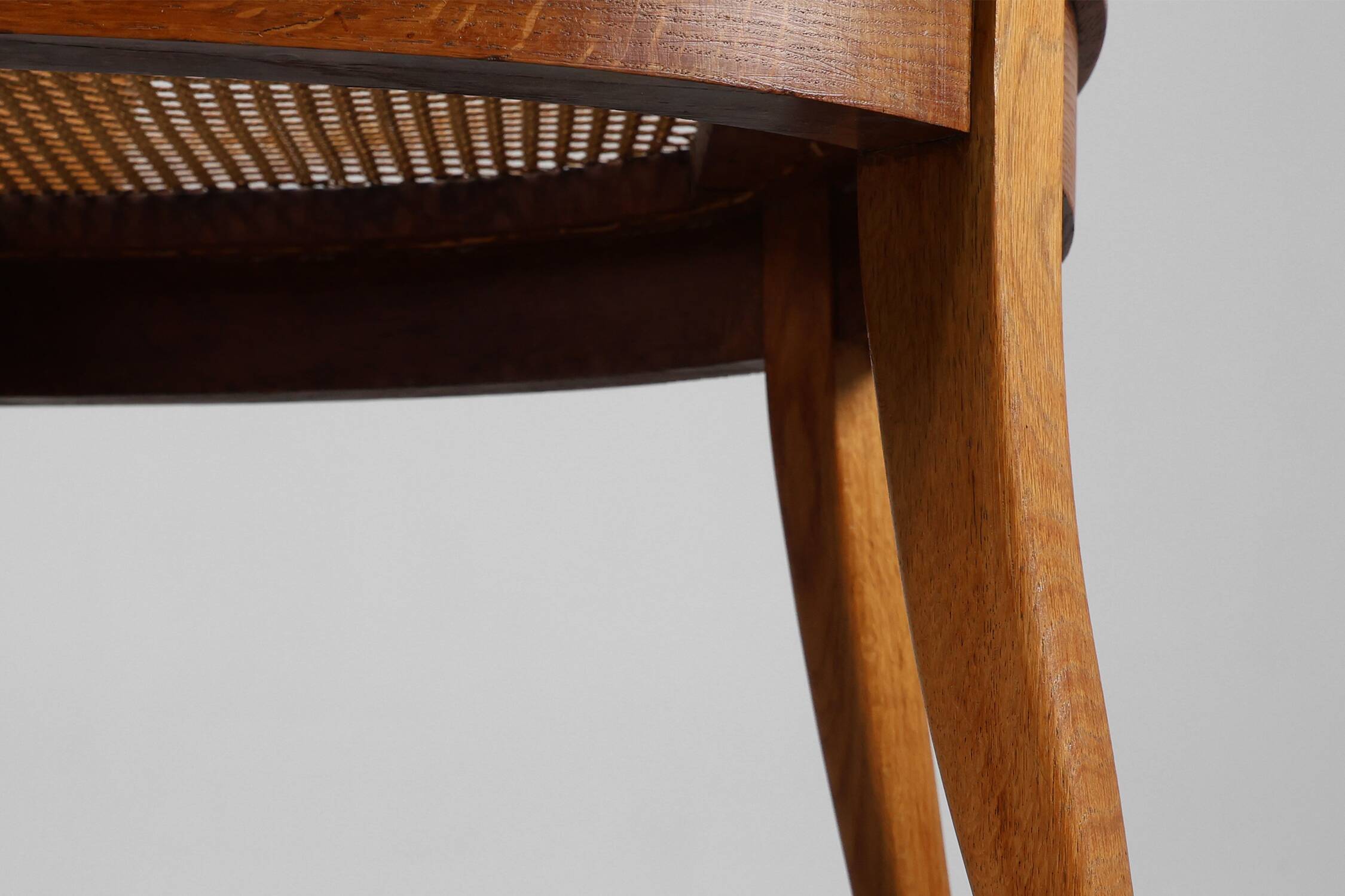 French Neoclassical Oak Chair with Wicker Seat, Late 19th Century