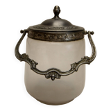 Old opaque blown glass cookie jar kitchen candy collection