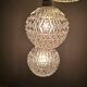 Suspension cascade three globes in cut glass vintage and pink wire