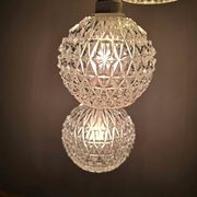 Suspension cascade three globes in cut glass vintage and pink wire