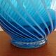 Blue spiral blown glass vase