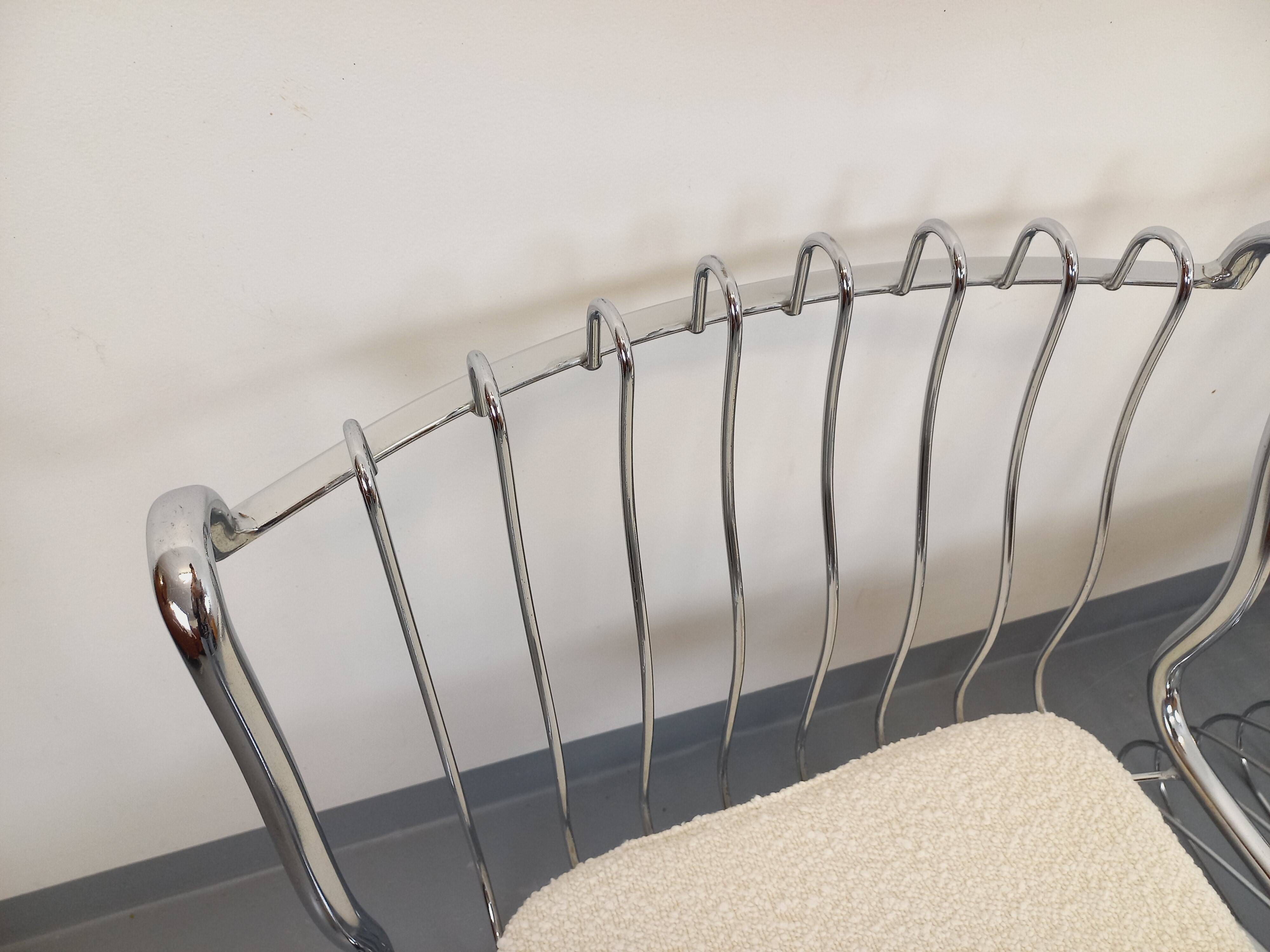 Set of 4 vintage Italian chairs by Gastone Rinaldi in chrome metal.