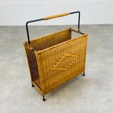 Magazine holder 50s rattan and metal