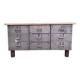 Antique workshop workbench, vintage, metal and wood