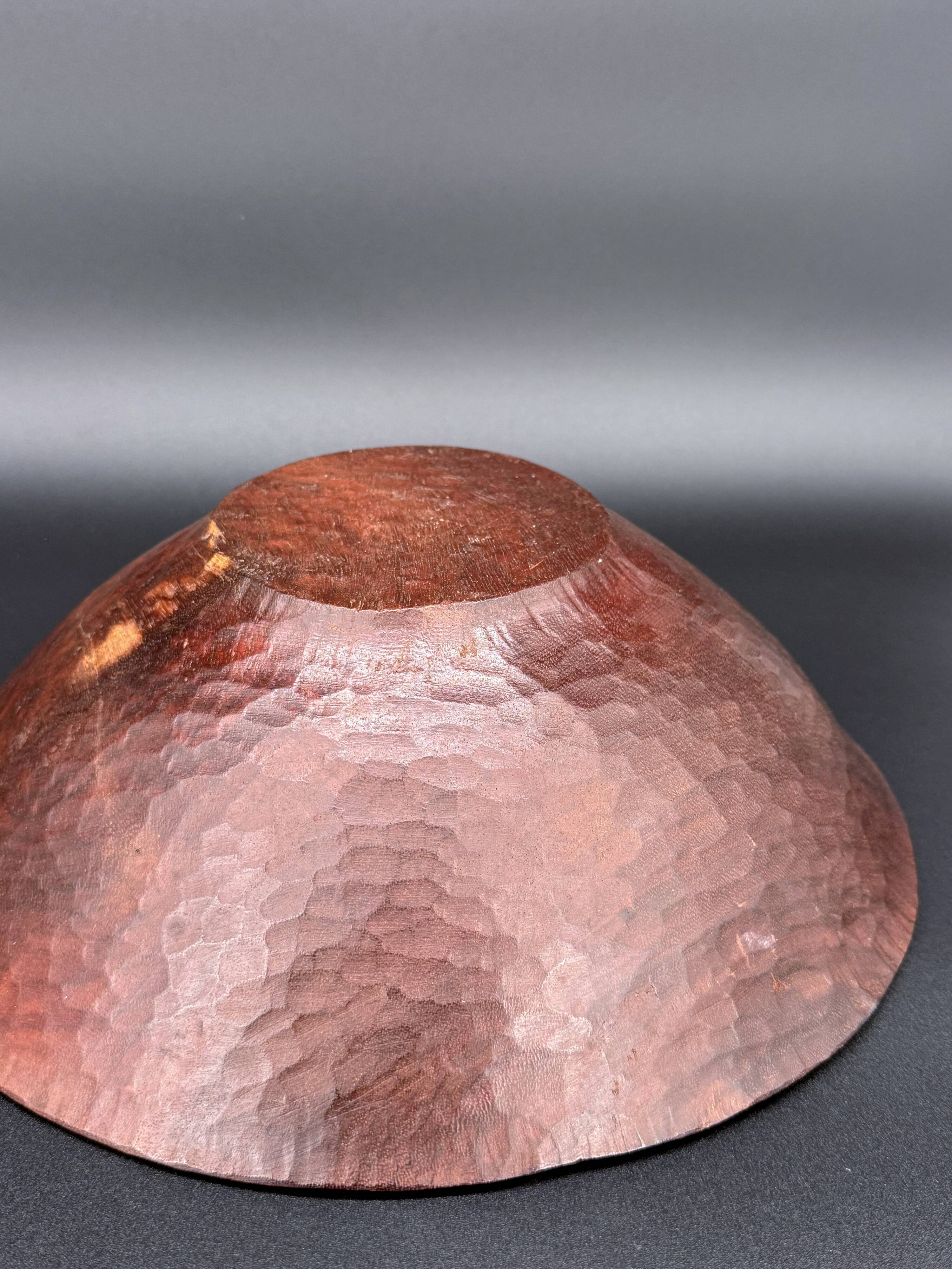 Large vintage hand-carved wooden platter – mahogany, 1960s