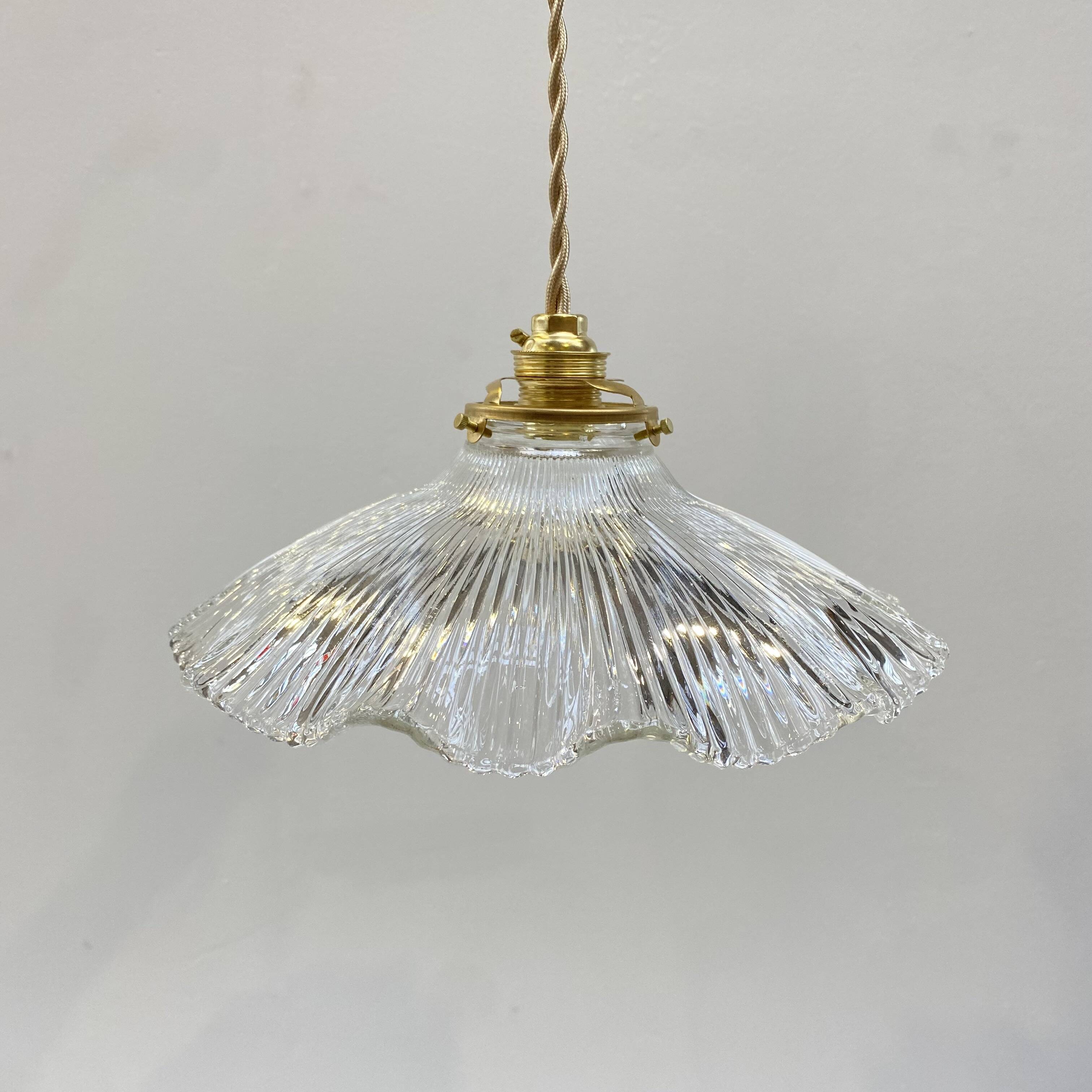 Holophane glass pendant light
