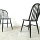Ensemble de 4 chaises de salle à manger Ercol noircies, années 1950