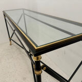Console neo-classique laquée noir et laiton