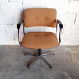 Fauteuil et chaise de bureau vintage Steelcase Strafor en métal chromé années 70